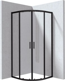Deante Štvrťkruhový sprchový kút Funkia 80x80 cm - KYP N088P, čierna matná - bez vaničky