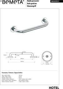 Bemeta Design Madlo, 340 mm, nerez, lesk - 106107011