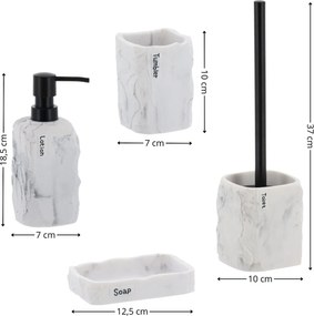 Sada kúpeľňových doplnkov Paola, biela/s čiernymi prvkami