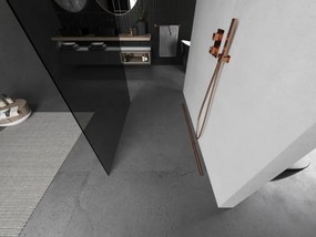 Mexen Kioto, sprchová zástena Walk-In 100 x 200 cm, 8mm šedé sklo, medený matný profil, 800-100-002-65-40