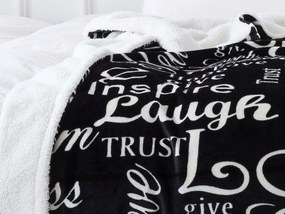 XPOSE® Mikroplyšová deka DORA s baránkom - čierna 140x200 cm