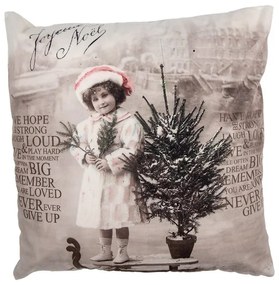 Vianočná obliečka na vankúš s dievčatkom pri stromčeku - 45*45 cm