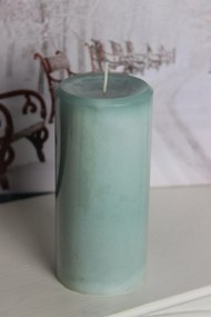 Modrá mamorová tiffany sviečka valec 15x7cm