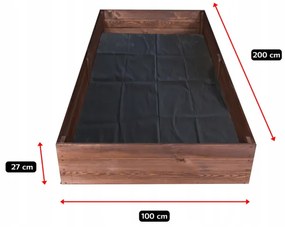 Prírodný impregnovaný vyvýšený drevený záhon 200 x 100 x 27 cm