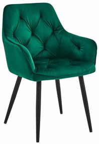 Jedálenská stolička JORK zamatová, tmavozelená (čierne nohy)