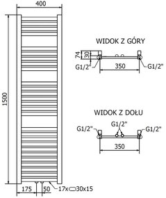 Mexen Hades, vykurovacie teleso 1500x400 mm, 453 W, zlatá lesklá, W104-1500-400-00-50
