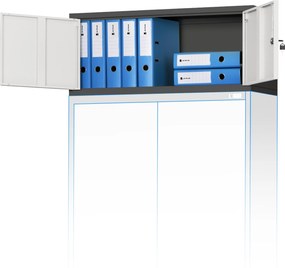 Nadstavec na skriňu, antracitovo-biela, 900x380x400 mm: EWA