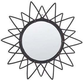 Nástenné ratanové zrkadlo ⌀ 61 cm čierne AROEK Beliani