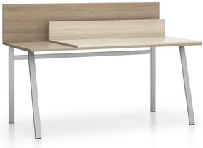 Kancelársky písací stôl SINGLE LAYERS, posuvná vrchná doska, s prepážkami, dub prírodný/dub morený