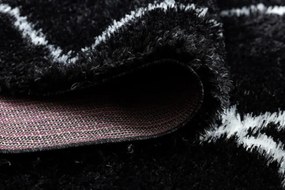 Koberec FLUFFY 2373 shaggy kratka, trellis - antracit / biely