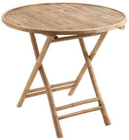 Prírodný bambusový kulatý skládací odkladací stolík Bamboo Pliable - Ø 90*76cm