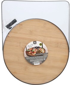 EH Bambusový okrúhly podnos s kovovou rukoväťou, 35 cm