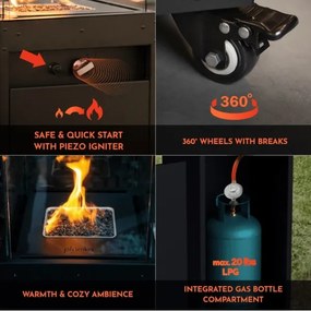 Planika Faro GAS - Vonkajší plynový krb 142x36 cm 8kW biela + ochranný kryt