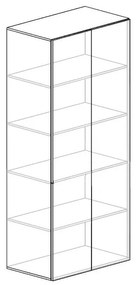 Vysoká skriňa ProOffice, posuvné dvere 80 x 45 x 178 cm, buk
