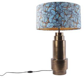Stolná lampa bronzová s tienidlom z zamatového motýľa 50 cm - Bruut