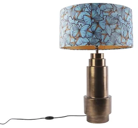 Stolná lampa bronzová s tienidlom z zamatového motýľa 50 cm - Bruut
