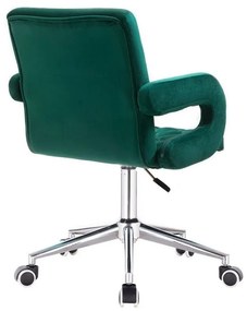 LuxuryForm DESIGN Stolička BOSTON VELUR na striebornej podstave s kolieskami - zelená