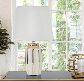 Biela/v zlatej farbe keramická stolová lampa s textilným tienidlom (výška 40,5 cm) Cassy – Mauro Ferretti