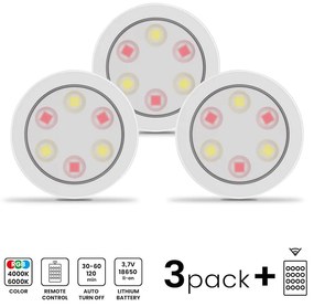 LED svietidlo Jojo, 1x LED 0,6w 3000-6000k, w, RGB, ovládač, sada 3ks