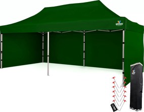 BRIMO Svadobný stan 3x6 m hliníkový – Elegantný a rýchlorozkladací - s 3 stenami - Zelená 15