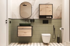Závěsná horní koupelnová skříňka Mossa 72 60 cm dub Artisan/černá