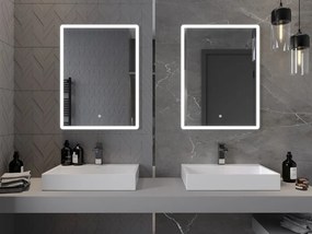 Mexen Navia, LED kúpeľňové zrkadlo s podsvietením 60 x 80 cm, 6000K, ochrana proti zahmlievaniu, 9803-060-080-611-00