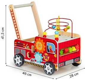 Drevené vzdelávacie odrážadlo s kockami pre deti - Hasičské auto