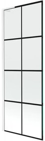 Mexen Next L, 1-krídlová vaňová zástena 70 x 150 cm, 6mm číre sklo-čierny vzor, biely profil, 895-070-000-03-77-20