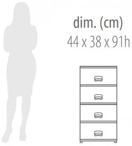 Aldotrade Komoda so 4 zásuvkami RETRO NEW, sivá