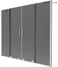 Mexen Velar Duo, 2-krídlová posuvná vaňová zástena 170 x 150 cm, 8mm šedé sklo, brúsená oceľ, 896-170-000-42-97