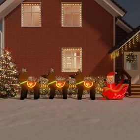 Nafukovacia vianočná dekorácia Santa so sobmi s LED 138 cm 345299