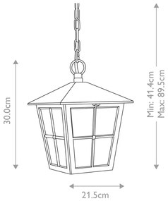 Elstead - Vonkajší luster na reťazi CANTERBURY 1xE27/100W/230V IP43 čierna