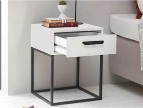 Nočný stolík s 1 zásuvkou Suna, biely%