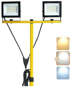 LED Reflektor so stojanom TIGRA 2xLED/50W/230V 4000K IP54 čierna/žltá