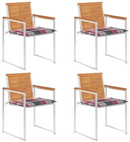 Záhradné stoličky 4 ks s podložkami akáciový masív 3078483