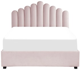 Zamatová posteľ s úložným priestorom 140 x 200 cm ružová VINCENNES Beliani