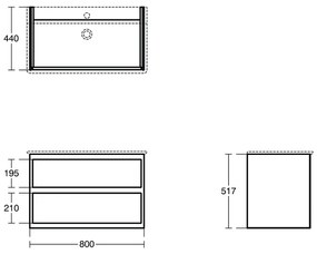 Ideal Standard Connect Air - Skrinka pod umývadlo 800 mm, 2 zásuvky, svetlé drevo E0819UK