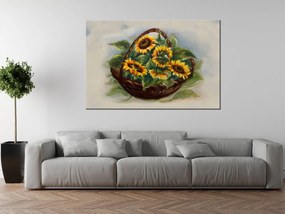 Gario Ručne maľovaný obraz Košík slnečníc Rozmery: 120 x 80 cm
