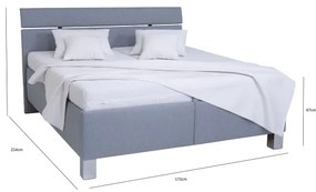 Čalúnená posteľ ALIS 160x200 cm s matracom a úložným priestorom, svetlosivá
