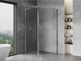 Mexen Mist L, päťuholníkový sprchový kút s krídlovými dverami, 90 x 80 cm, 8mm číre sklo, chrómový profil, 8A8L-090-080-01-00