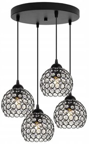 Závesné svietidlo Crystal, 4x čierne krištáľové tienidlo, o