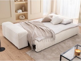 Krémová menčestrová rozkladacia/s úložným priestorom pohovka 260 cm Justin – Ropez