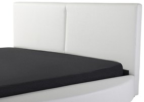 Okrúhla kožená posteľ 180 x 200 cm biela LAVAL Beliani