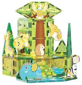 PicassoTiles magnetická stavebnicová sada SafariSet s 8 zvieratkami