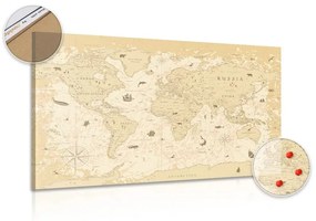 Obraz na korku mapa v béžovom prevedení