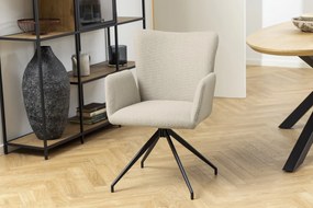 SARETTA Béžová (Látka Basel 24) - MODERNÁ OTOČNÁ ČALÚNENÁ STOLIČKA DO OBÝVAČKY/ JEDÁLNE/ KANCELÁRIE LOFT