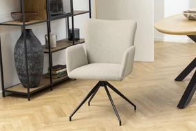 SARETTA Béžová (Látka Basel 24) - MODERNÁ OTOČNÁ ČALÚNENÁ STOLIČKA DO OBÝVAČKY/ JEDÁLNE/ KANCELÁRIE LOFT