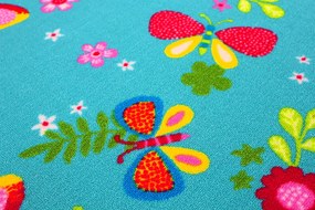 Detský Metrážny koberec Motýlik 5271 modrý - Bez obšitia cm