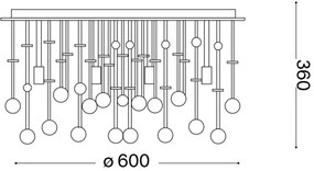 Ideal Lux-LED Krištáľové stropné svietidlo MOONLIGHT 12xG9/3W/230V pr.60 cm zlatá