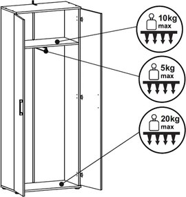 Šatníková skriňa s výsuvnou tyčou Nitro, dub Sonoma